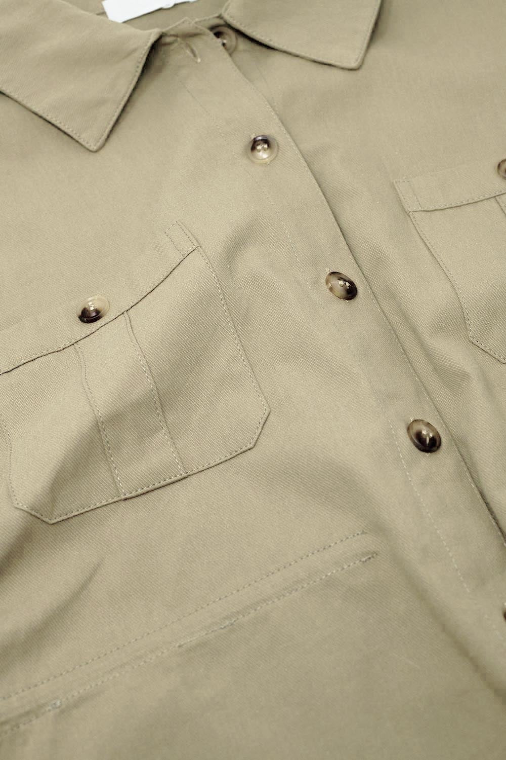 Khaki Devon Cropped Button-Up