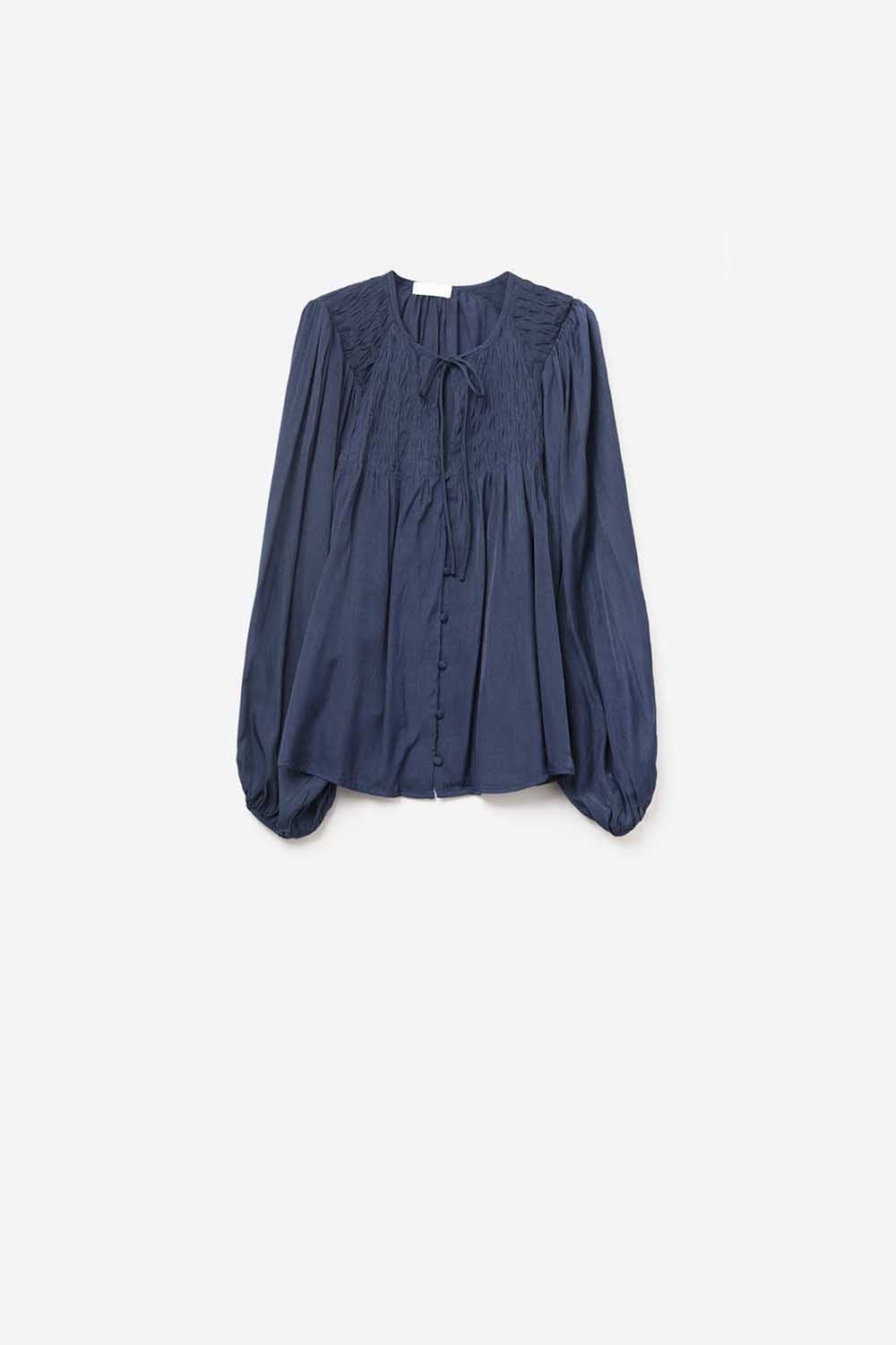 Leighton Satin Blouse in Blue