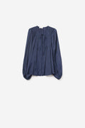 Leighton Satin Blouse in Blue