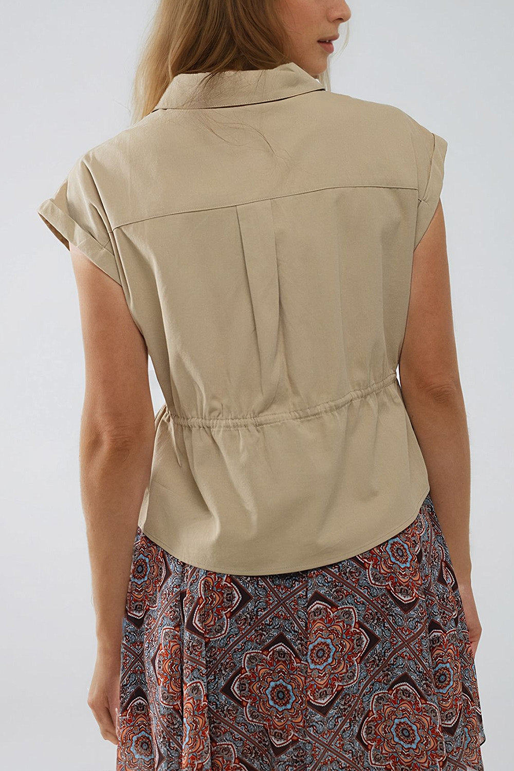 Khaki Devon Cropped Button-Up